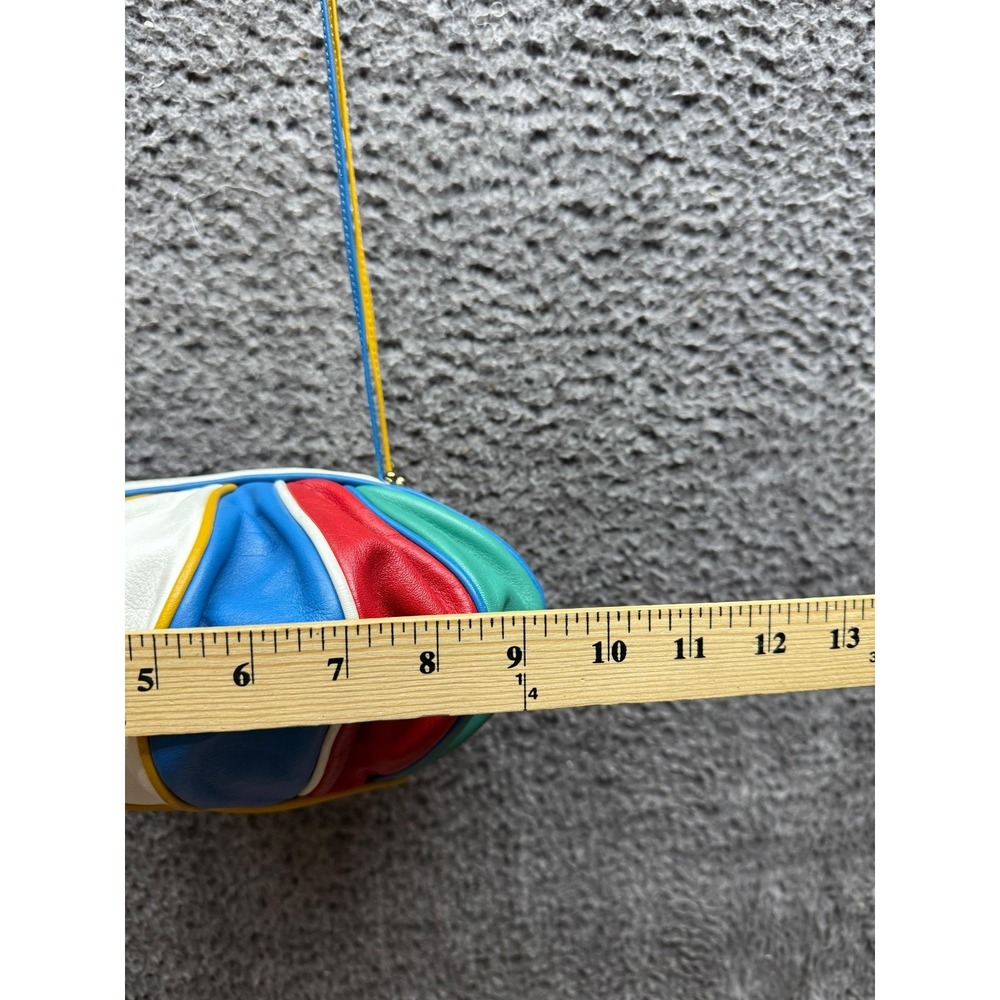 Vintage Brio Womens Rainbow Leather Balloon Ball Shoulder Bag Multicolor 8" x 9" - Picture 11 of 12